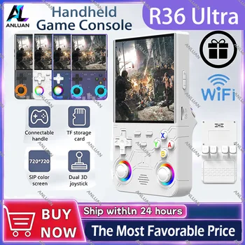 Nuova console di gioco portatile R36 Ultra open source da 4'' IPS 64/128GB, emulatore video per giochi retrò, regalo di compleanno portatile per bambini