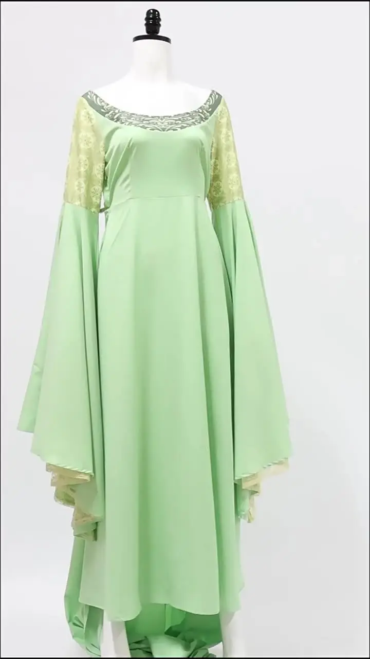 arwen dress green - Arwen Green Cosplay - Arwen Cosplay Outfit Gimp trim lines the neckline Arwen coronation gown cosplay photos