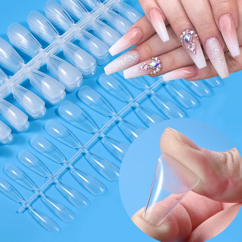 Press on Nails Coffin Nail Tips Full Cover Fake Nail Artificial Half-matte Long Ballerina False Tips 120pcs/Bag