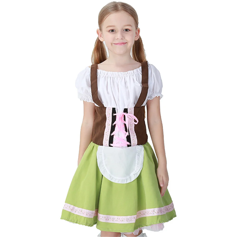 

Child German Oktoberfest Costume Beer Girls Dirndl Dress Carnival Party Cosplay Fancy Clothing