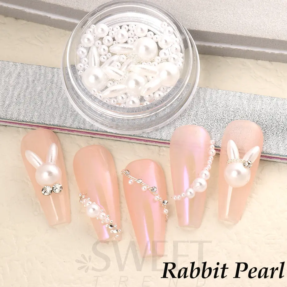 3D Camellia Nail Charms y2k Butterfly Beads Chain Pearl Gems