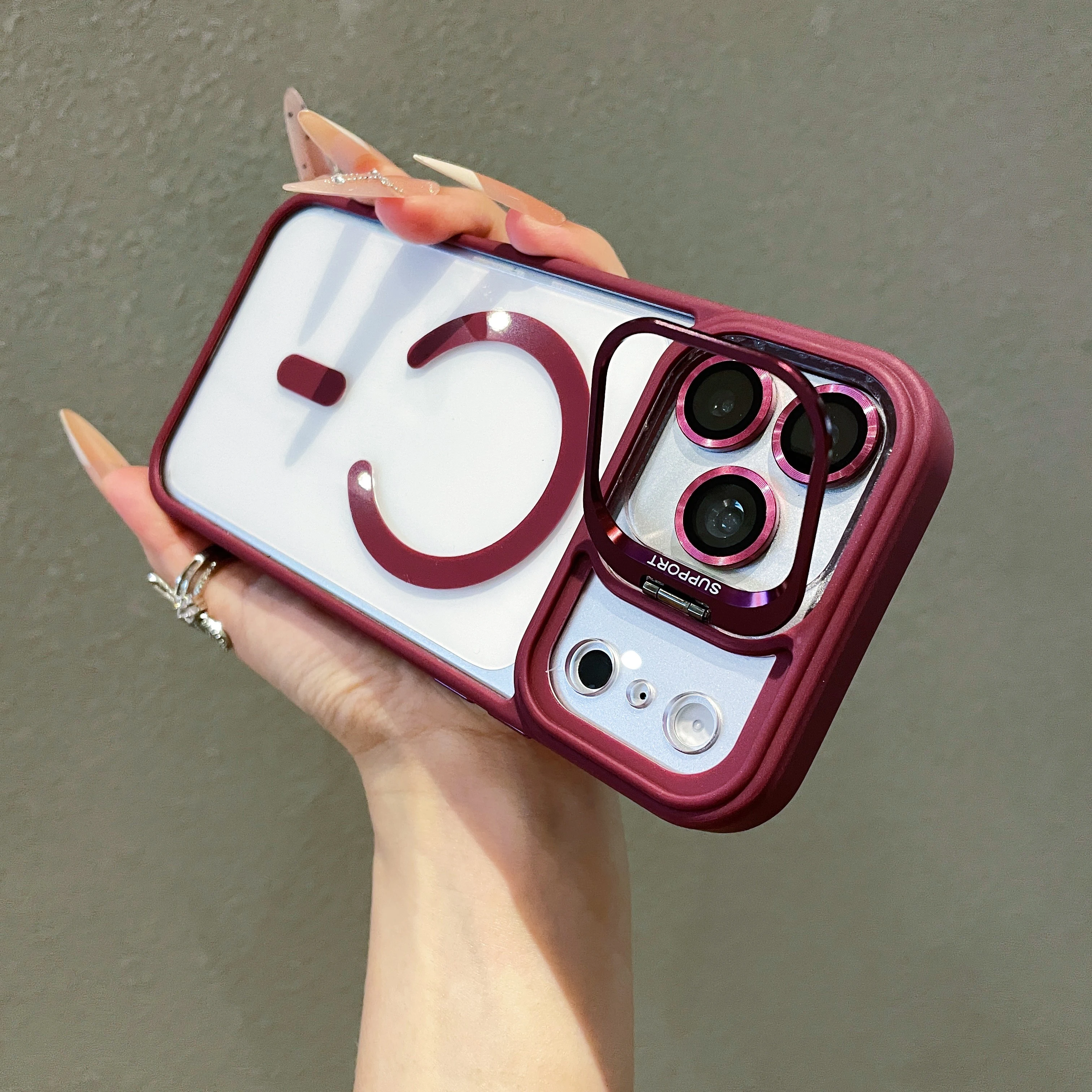 Luxury Matte Translucent Armor Shockproof Magsafe Bracket Case with Wireless Charging Capability