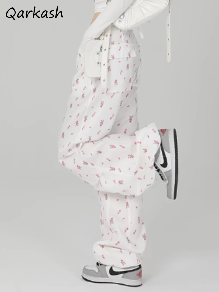 

Pants for Women Summer Floral Streetwear Simple Leisure Hipster Fashion All-match Daily Korean Style Harajuku Trousers Youthful