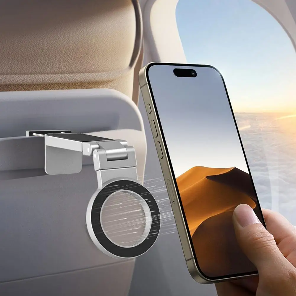Soporte magnético para teléfono de avión, elementos esenciales de viaje, escritorio de viaje plegable, soporte para teléfono, soporte de vuelo ajustable para iPhone