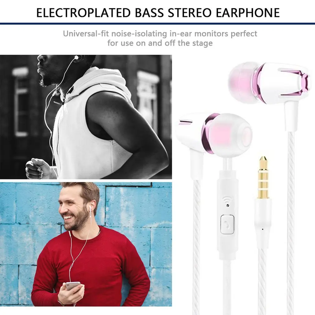 Wired Earphone Electroplating Bass Stereo In-ear Headsets with Mic Hansfree Call Phone Headphone for Android iOS Dropshipping Wired Earphone Electroplating Bass Stereo In-ear Headsets with Mic Hansfree Call Phone Headphone for Android iOS Dropshipping
