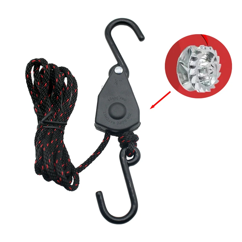 Pulley Ratchets Adjustable Rope Fastener Hangers Tensioner Fixed Buckle Lights Lifting Awning Wind Rope Camping Tool 1 Set
