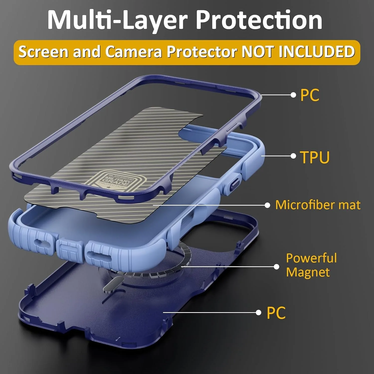 Rugged Heavy Duty Military Grade Armor Phone Case with MagSafe Shockproof Protection
