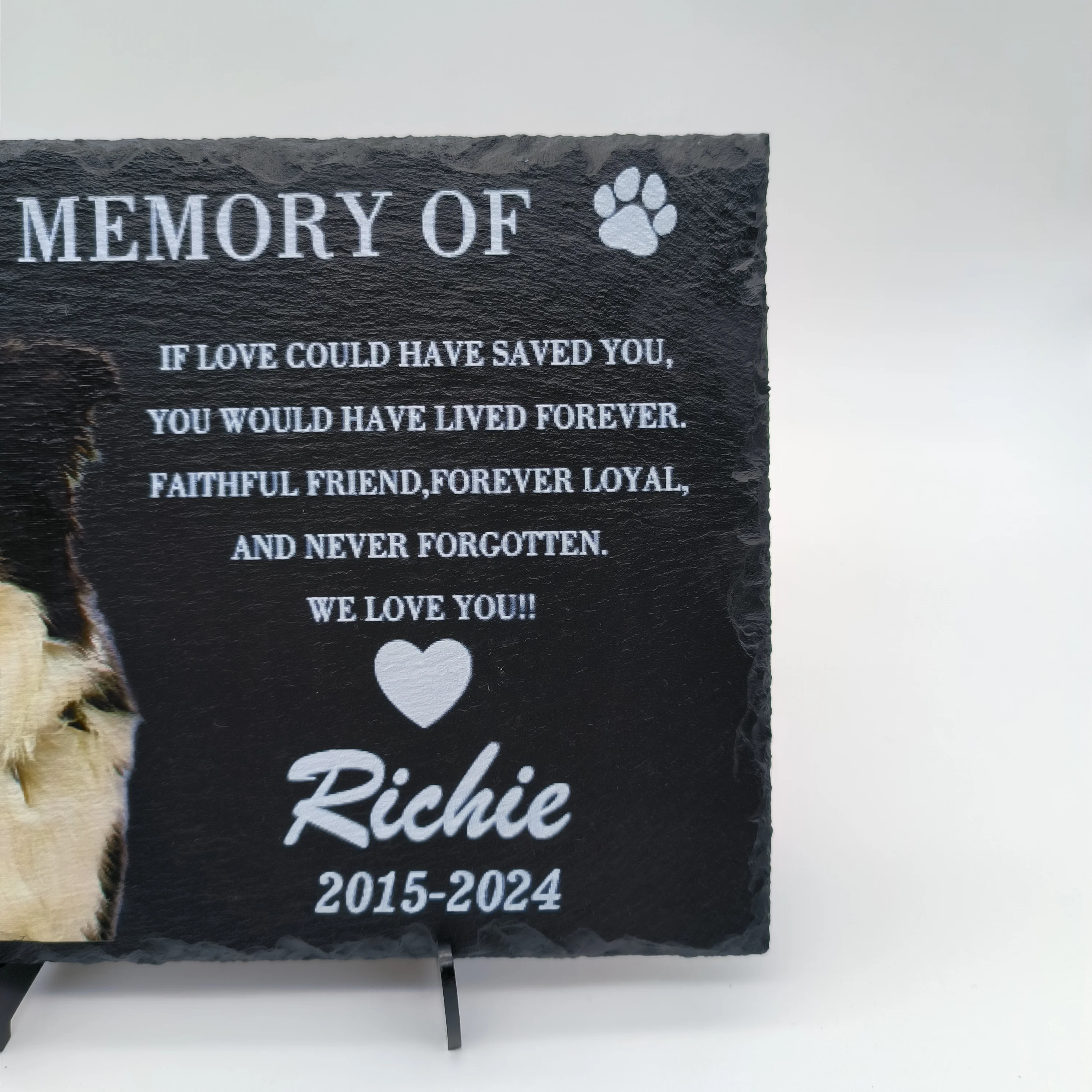 Personalized Handcrafted Rectangular Natural Slate Pet Memorial Plaque Engraved Keepsake For A Beloved Pet Durable