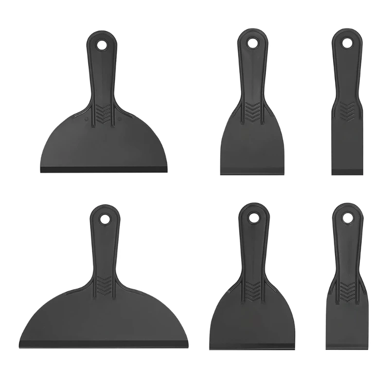 

Ergonomic Handle Spatula Set 6 Plastic Spatula Scrapers for Wall Coverings, Hole Fixing, and Surface Finishing
