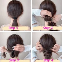 Extensions capillaires synthétiques longues et ondulées, queue de cheval à enroulement automatique, avec élastique en caoutchouc tressé, pour femmes, augmente les cheveux 4