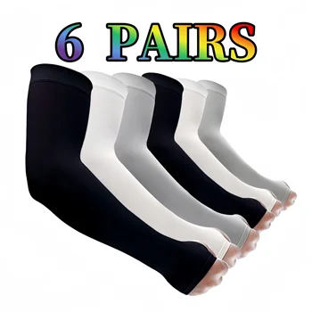 6 Pairs Cycling Arm Sleeves Ice Fabric Anti-UV Sunscreen Running Cycling Sleeve Outdoor Sport Cycling Arm Warmers Men Women 1