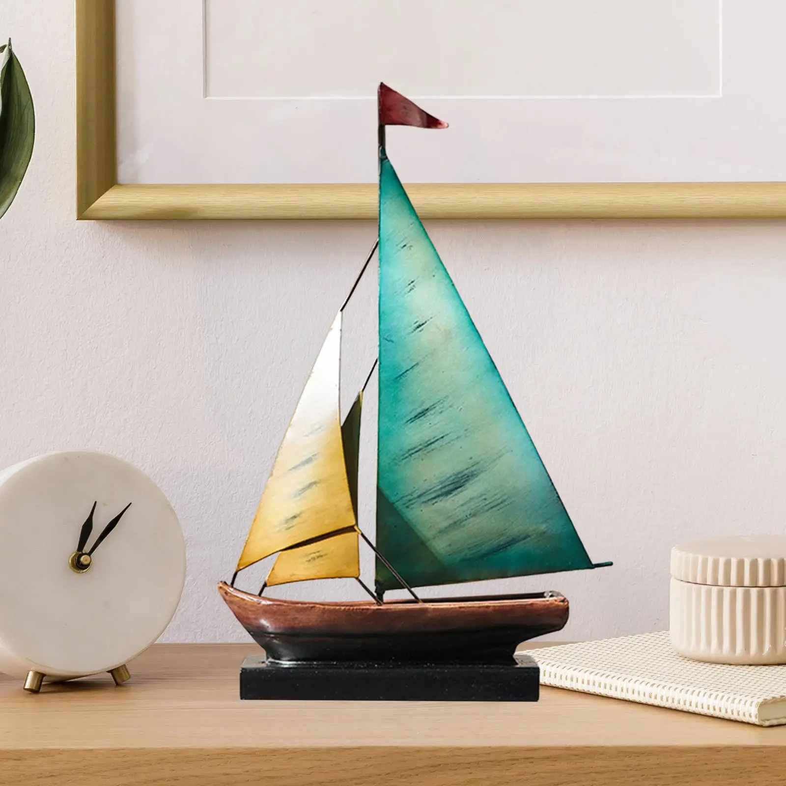 Iron Sailboat Statue Decorative Boat Ocean Themed Nautical Centerpiece for Office Party Home Beach Decoration Iron Sailboat Statue Decorative Boat Ocean Themed Nautical Centerpiece for Office Party Home Beach Decoration