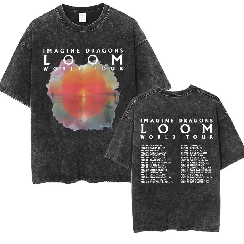 Imagine Dragons Band - Loom Tour 2024 New Album T Shirts Men Women Fashion Hip Hop Style Retro Washed T-shirt Loose Short Sleeve 4