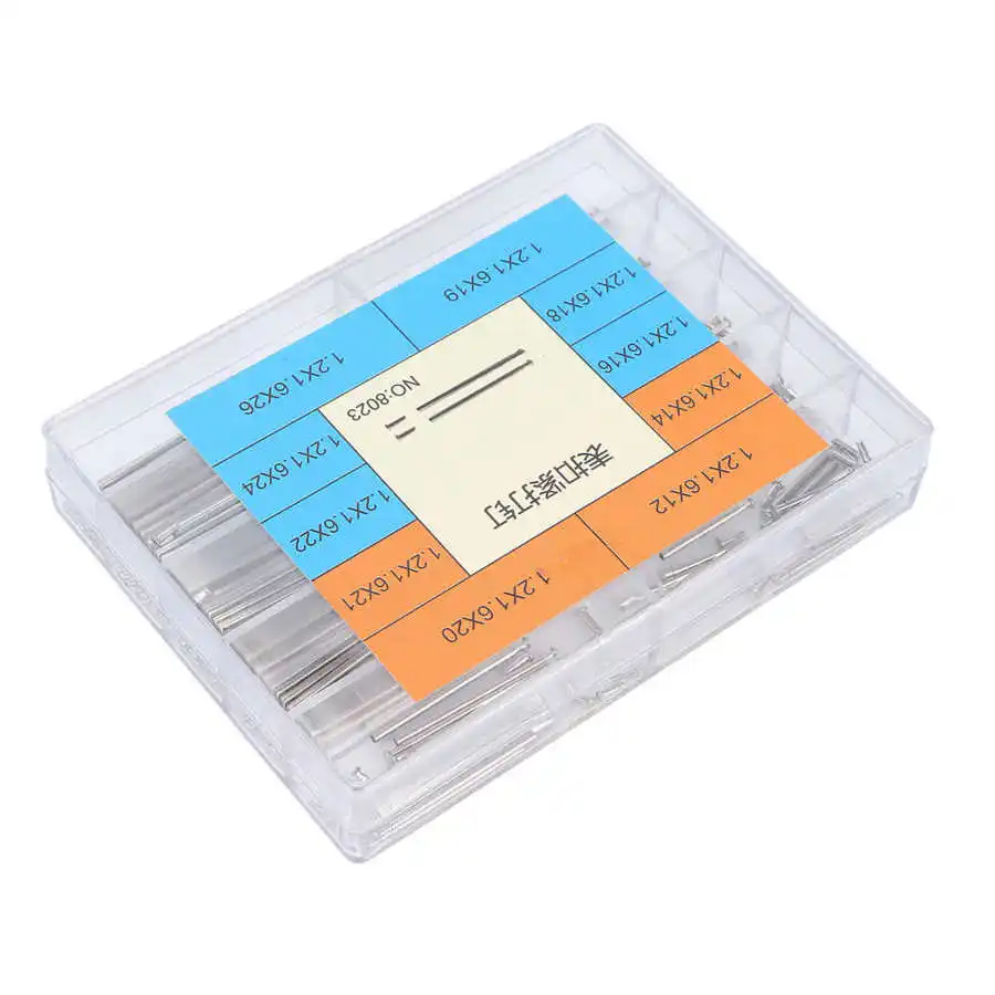 100 Teile/schachtel Stahl Uhr Band Verschluss Rohr Reibung Pin Druck Bars Pins Niet Enden Reparatur Zubehör für Uhrmacher Reparatur Werkzeug – Detail 8