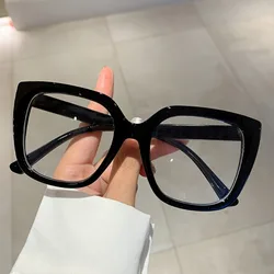 Vintage Oversized Black Frame Blue Light Blocking Glasses (Black)