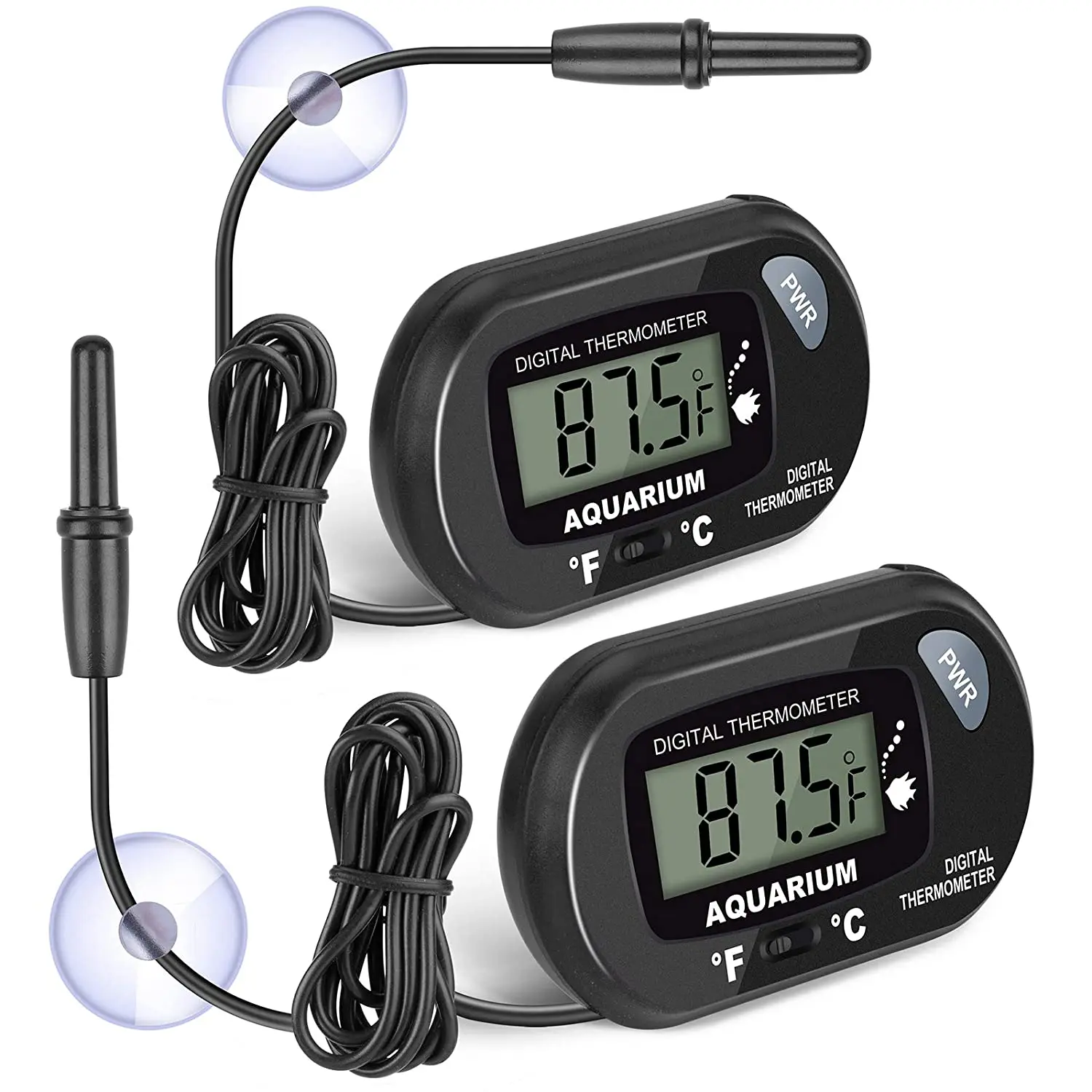 Aquarium Thermometers 2 Pack Digital LCD Water Thermometer for