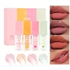 4Pcs/Set Hydrating Lip Glaze Transparent Jelly Lip Plumping Long Lasting Moisturizing Lip Care Make Up Liquid Big Lip Brush 1