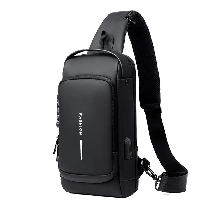 

New Sling Bag Travel Shoulder Bag Waterproof Sports Chest Bag Anti-theft Crossbody Bag for Men USB Charging bolso para hombre