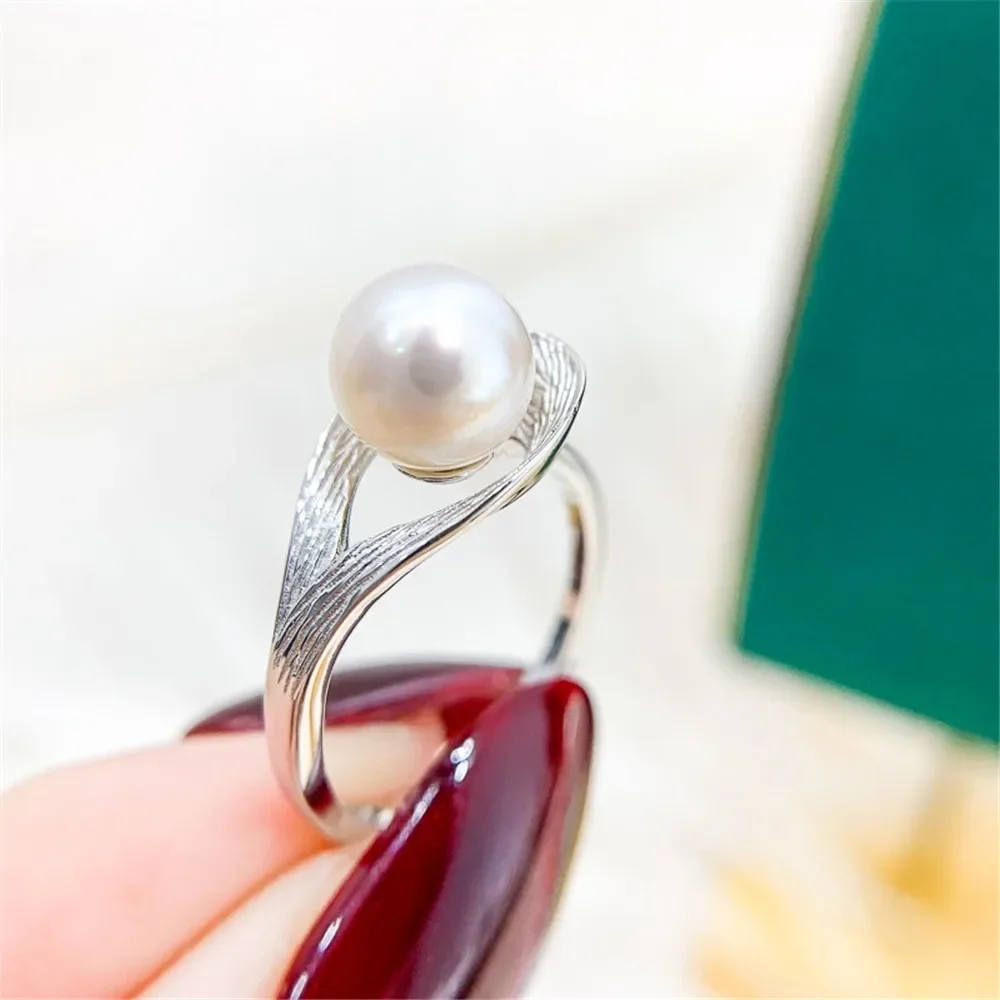 

DIY Pearl Ring Accessories S925 Sterling Silver Ring Empty Holder Concealer Gold Silver Jewelry Fit 8-11mm Round Z223