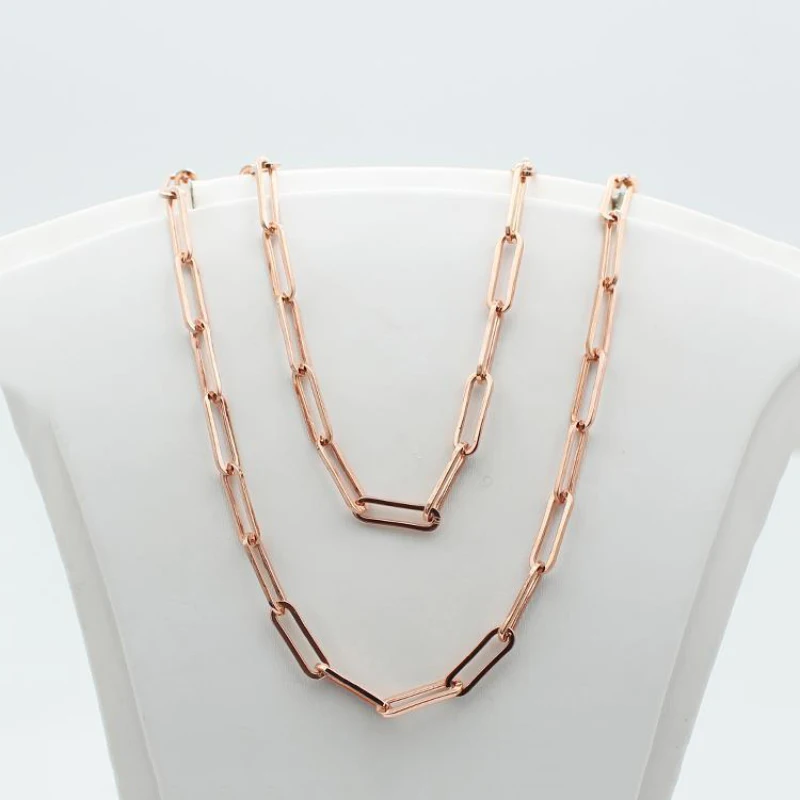 

New 585 purple gold thick O-shaped chunky necklace creative simple classic 14K rose gold charm jewelry stacking chains