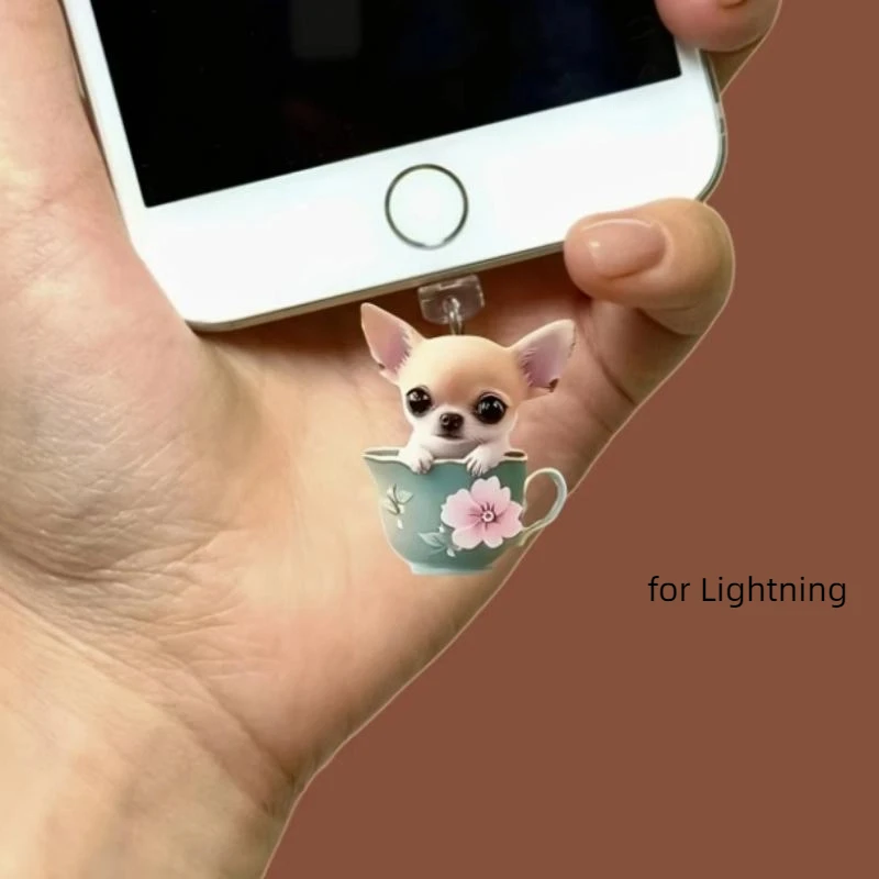 Acrylic Dog Phone Charm Dust Plug Accessory