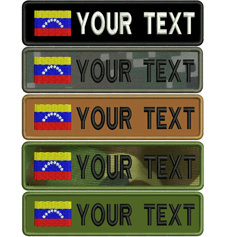 Venezuela Flag Name Patch Personalized Embroidered Name Tag Sew Hook Backing for Uniform Hat Morale Pet Harness Bags clothing patches,custom name patches