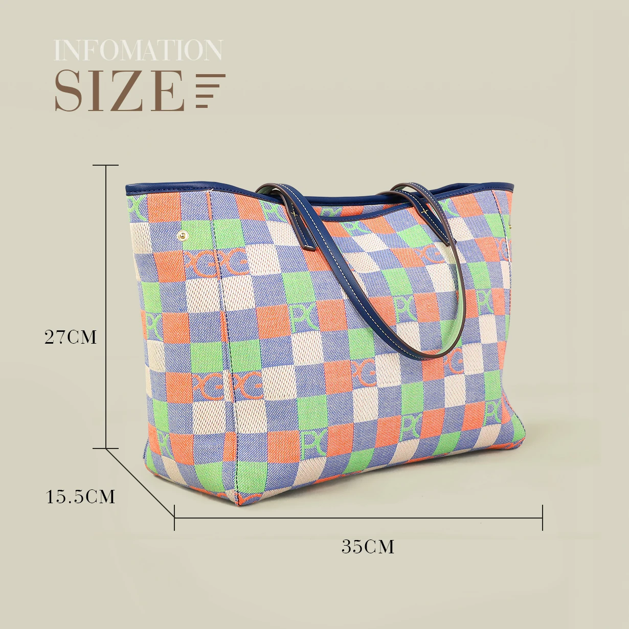 Printed large capacity tote front view