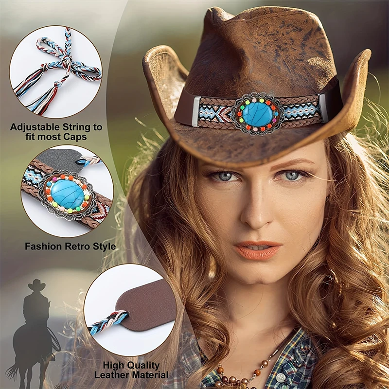 

Boho Hat Accessories Men Women Vintage Ethnic Style Hat Belts Adjustable Cowboy Straw Hat Braid Hat Bands Fashion Outdoor Decor