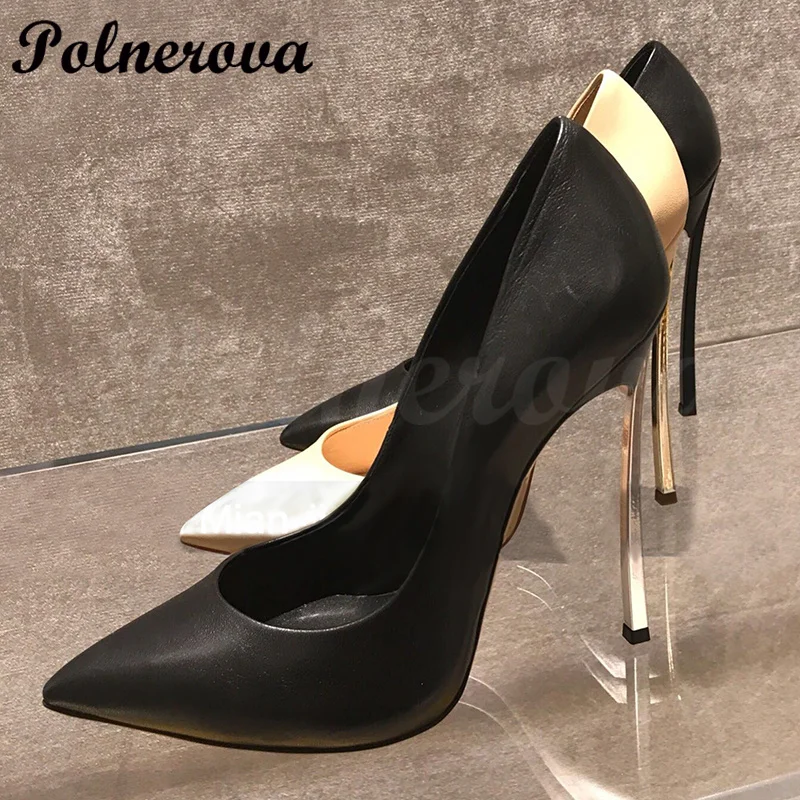 Autumn New Pointed Toe High-Heels Stiletto Sexy Shallow Mouth Simple All-Match Black Catwalk Women's Single Shoes Party Pumps