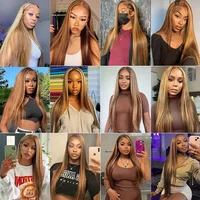 Perruque Full Lace Wig naturelle lisse, blond miel, 13x4, 13x6, balayage HD, pre-plucked, 360 5