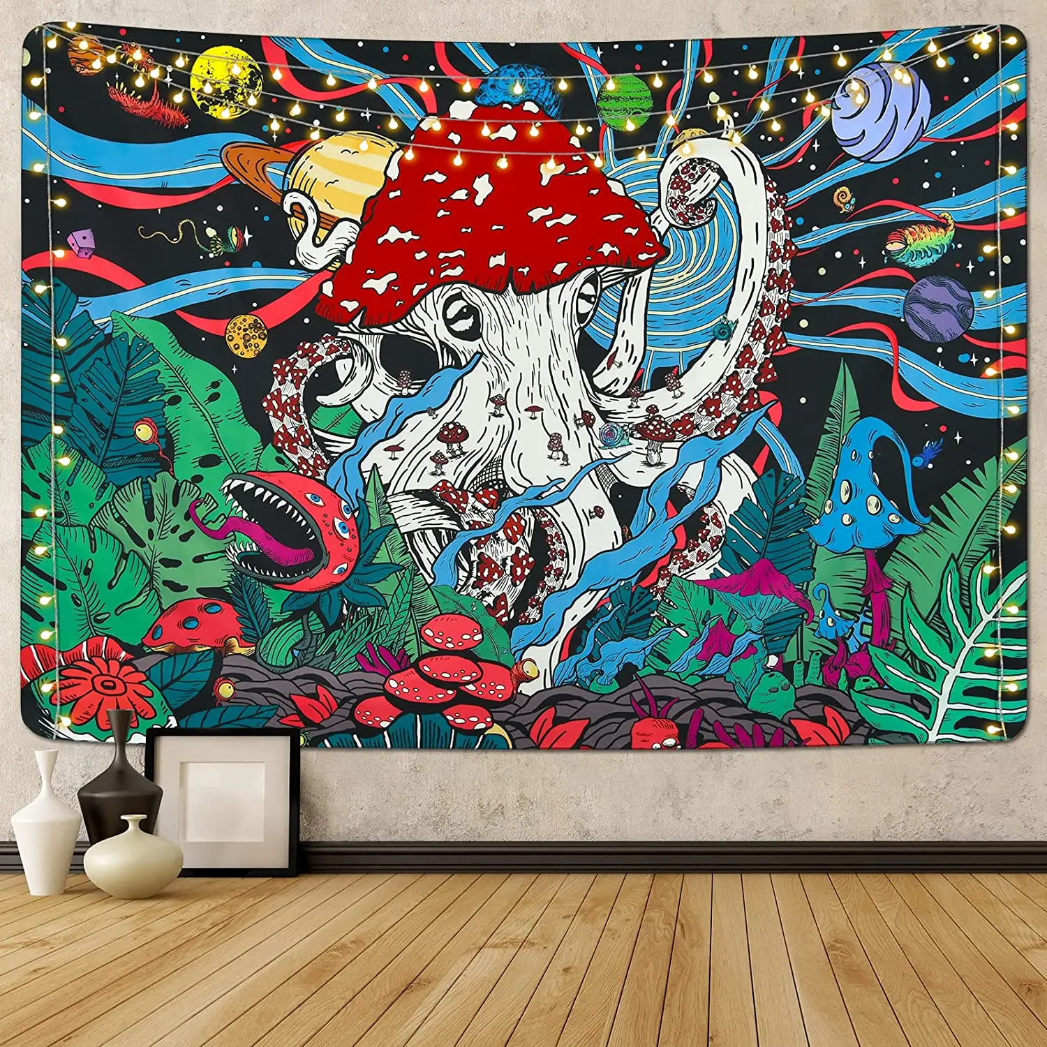 

Trippy Mushroom Tapestry Psychedelic Planets Tapestries Fantasy Plants Tapestry Monster Octopus Tapestry Space Galaxy Tapestry