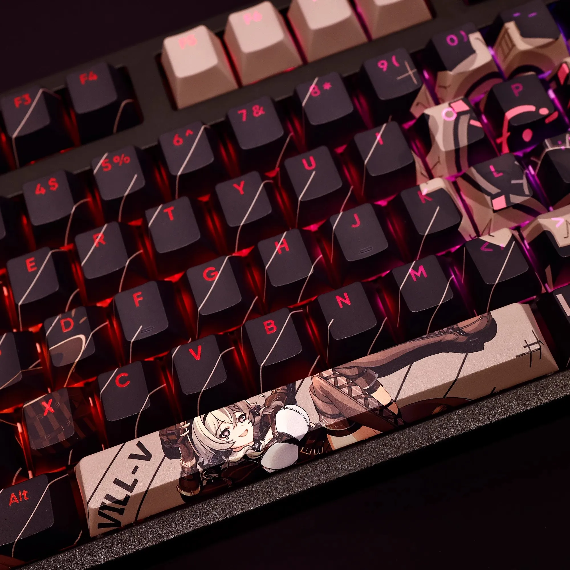 Anime Gaming Keycaps Grupo Keycap Pbt Dye Subbed Backlit Teclado Honkai Impact Vill-v Ansi 61 87 104 108 Chaves - Imagem 3