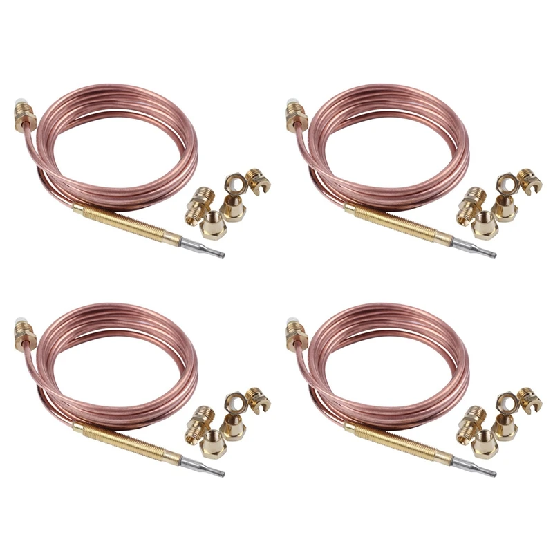

4X 1500Mm Gas Stove Universal Thermocouple Kit M6X0.75 With Overflow Nut (Five) Replacement Thermocouple