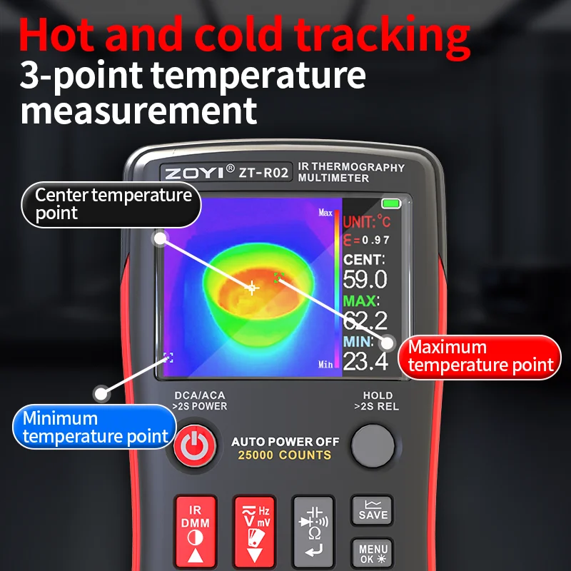 ZOYI ZT- R02 Thermal Imaging Multimeter 2-In-1 Color Screen Professional Digital Multimeter With Infrared Camera, Resolution 240 4