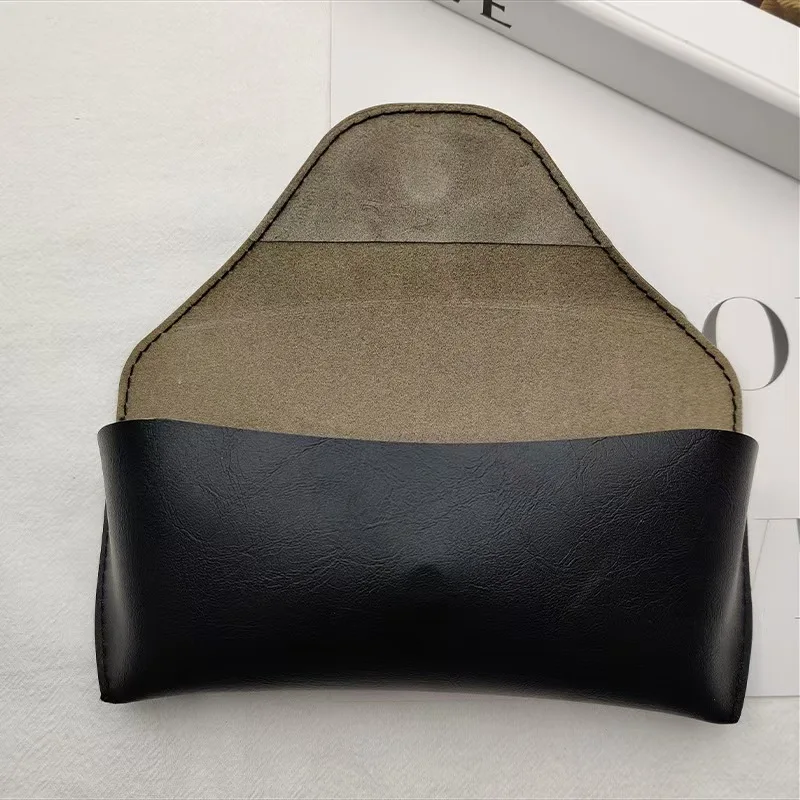 Black Leather Hard Shell Sunglasses Case - Stylish & Practical Magnetic Clamshell Design