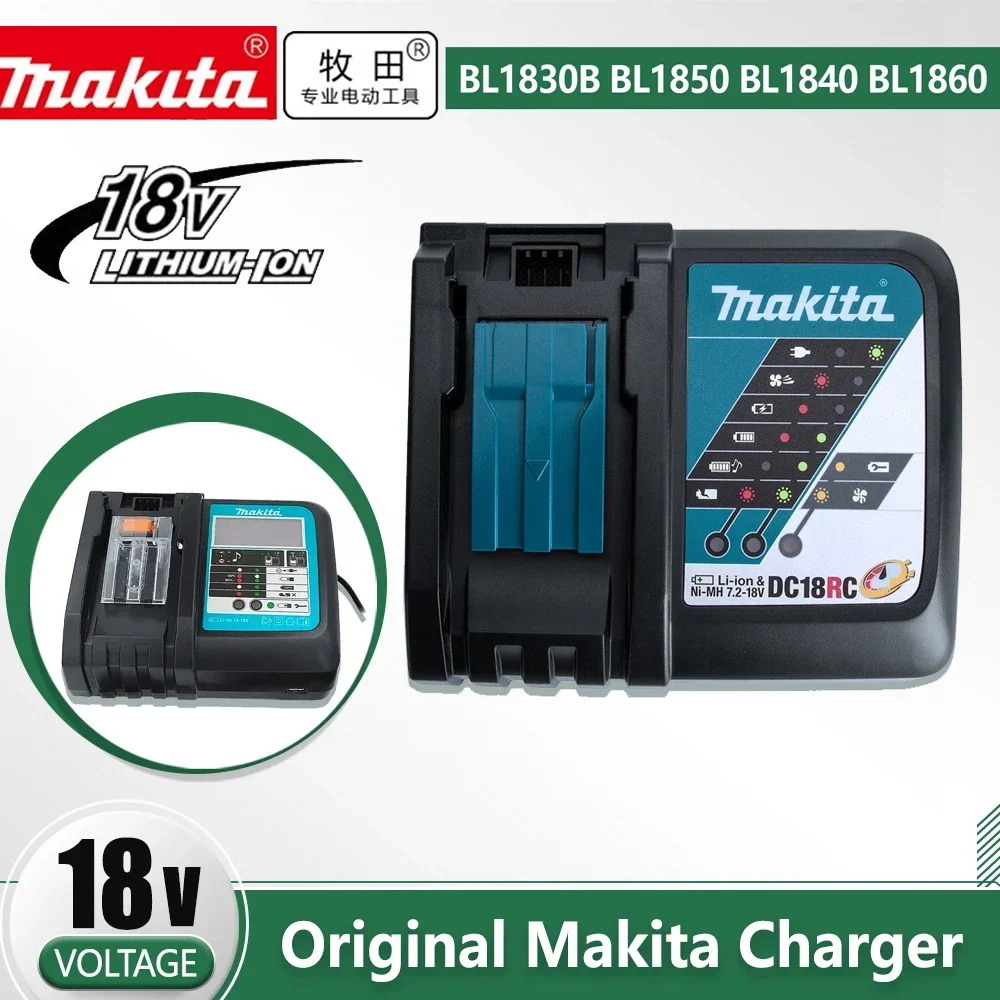 Оригинальное зарядное устройство Makita для литий-ионных аккумуляторов DC18RC со встроенным дисплеем 14,4 в 18 в Bl1830 Bl1430 Dc18Ra, зарядка аккумулятора 3A
