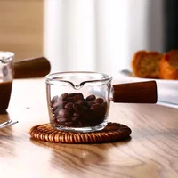 100ml Coffee Cup with Graduated Glass Dosing Mup Resistant Tropical Wooden Handle Espresso Cups for Barista Milk Coffeeware 6