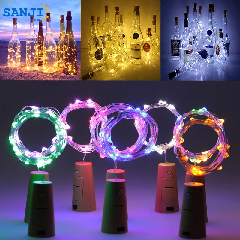 SanjiCook LED Light String 1M 2M 3M Wine Bottle Stopper Copper Wire Lamp For Valentine's Day Wedding Family Christmas Decoration