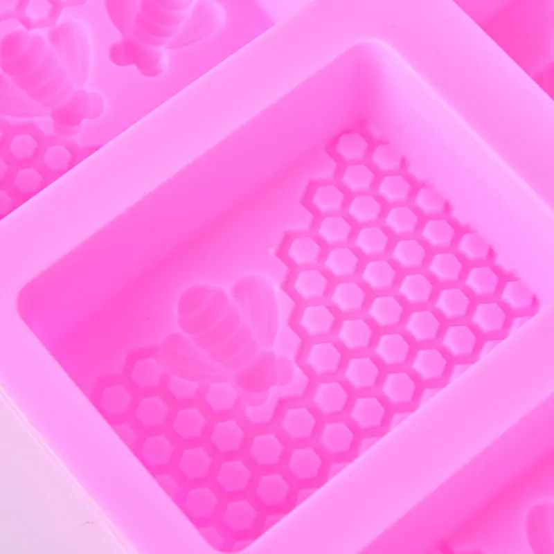 1pc Honey Bee Silicone Soap Making Mold Diy Handmade Craft 3D Soap Mold Silicone Rectangular 6 Forms Molds