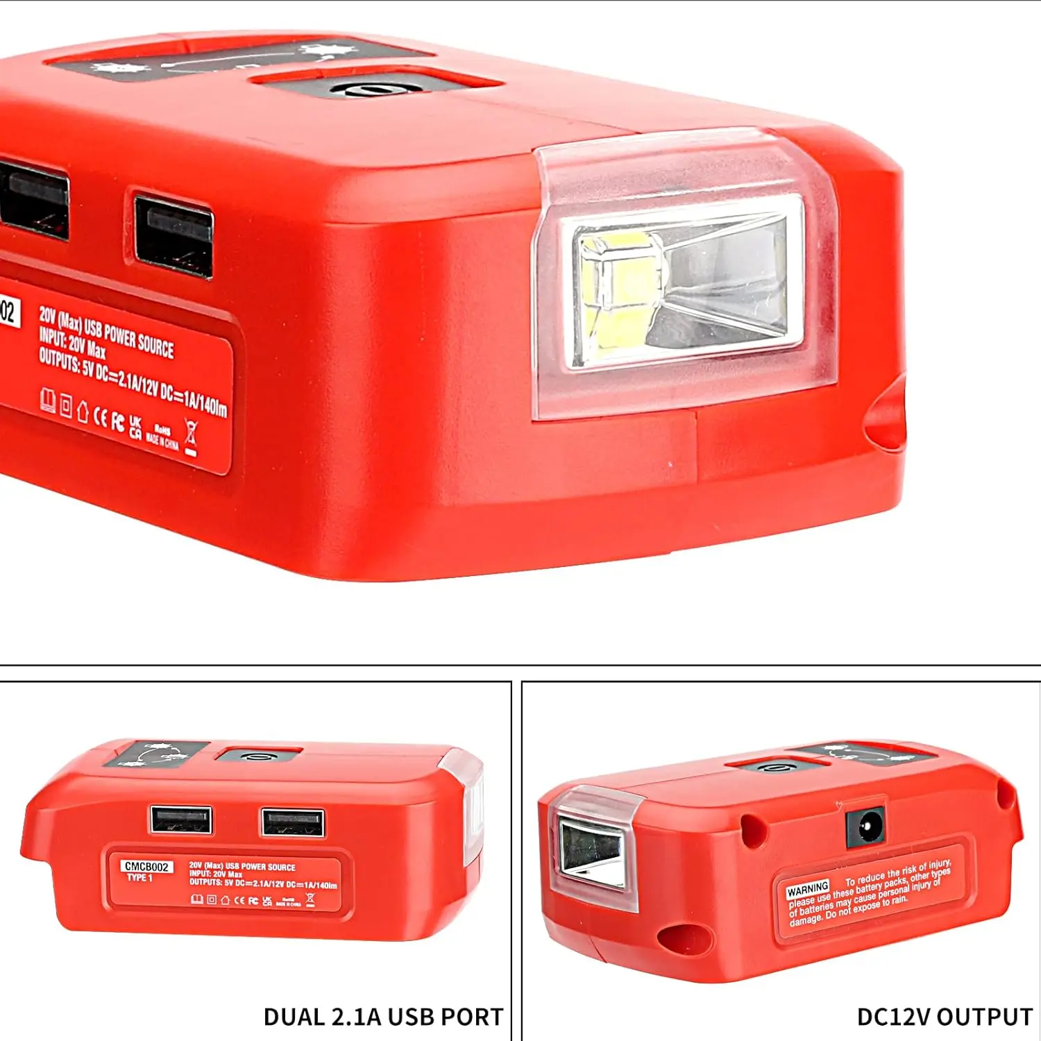Battery Adapter for Craftsman V20 Battery USB Phone Charger Led Work Light with