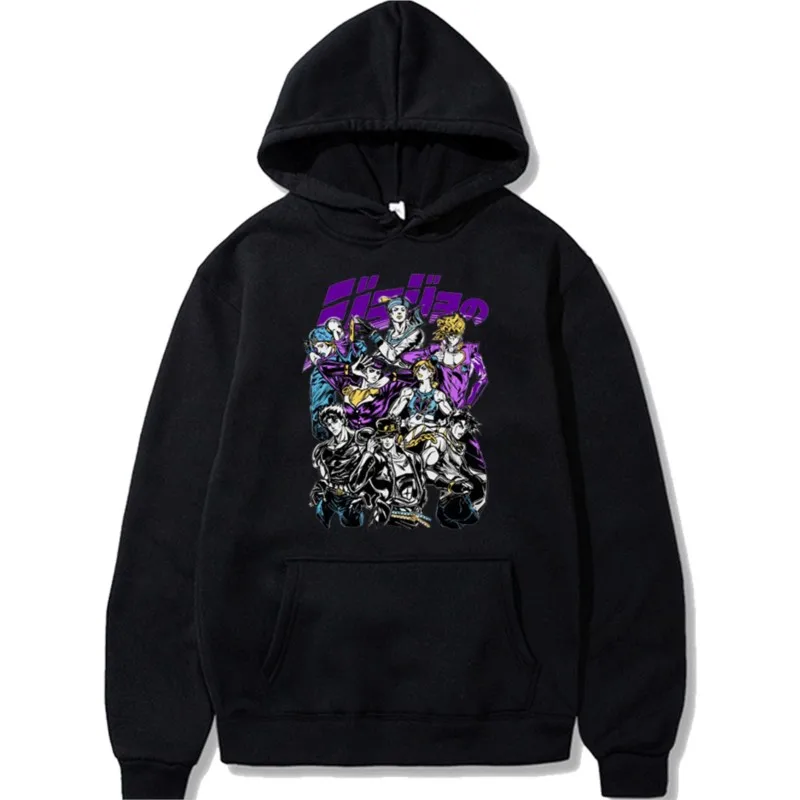 

Jojo's Bizarre Adventure Anime Hoodie Japanese Manga Jotaro Kujo Long Sleeve Hooded Sweatshirt Spring Autumn Fleece Pullover Men