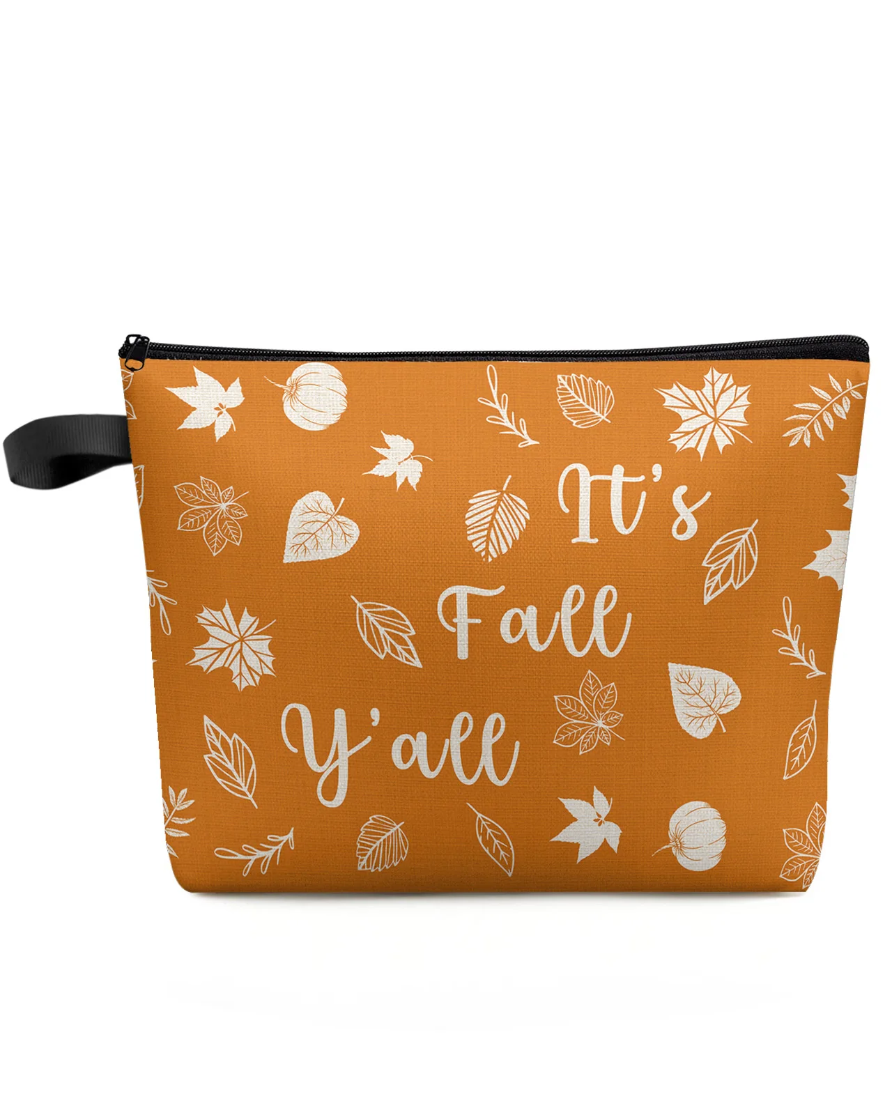 

Thanksgiving Pumpkin Maple Leaf Travel Cosmetic Bag Portable Women Large Capacity Zipper Make Up Organizer Storage Clutch