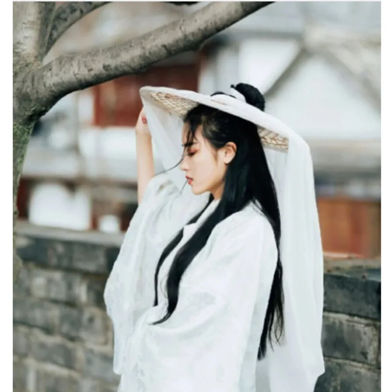 Cosplay hat,women photography props Chivalrous Women's Photography Props Martial Arts Ancient Style Bamboo Hat Cover Photo Cover Veil Ancient For Garden Cosplay
