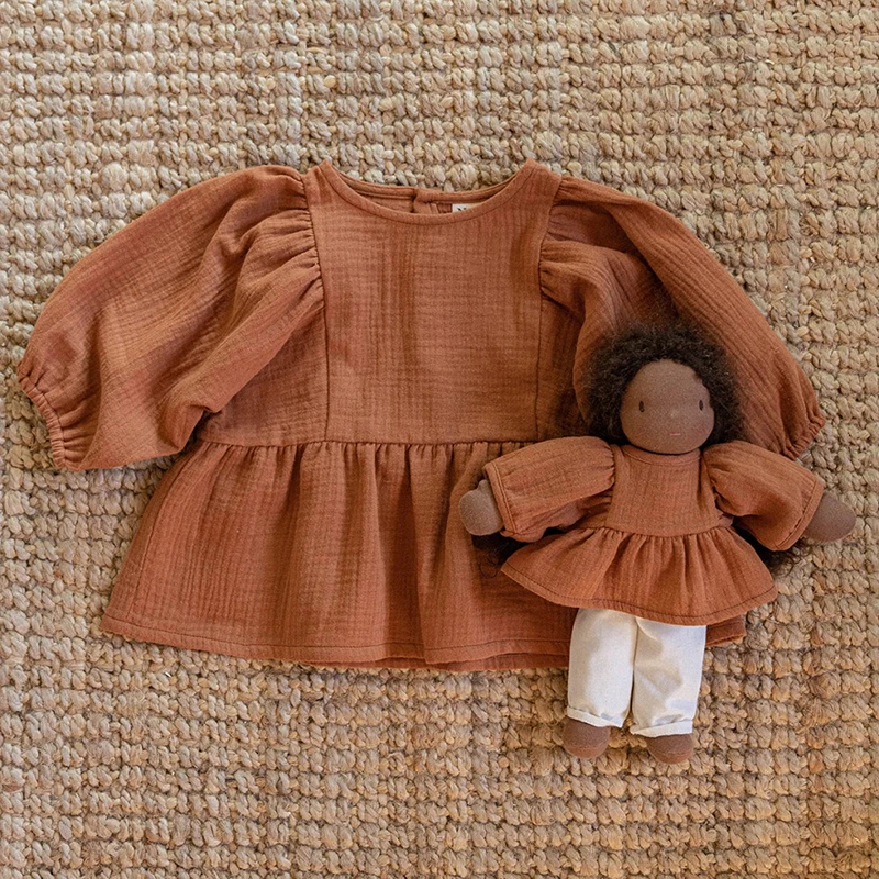 Kids Shirts Autumn New Girls' Blouse Organic Cotton 3/4 Sleeves