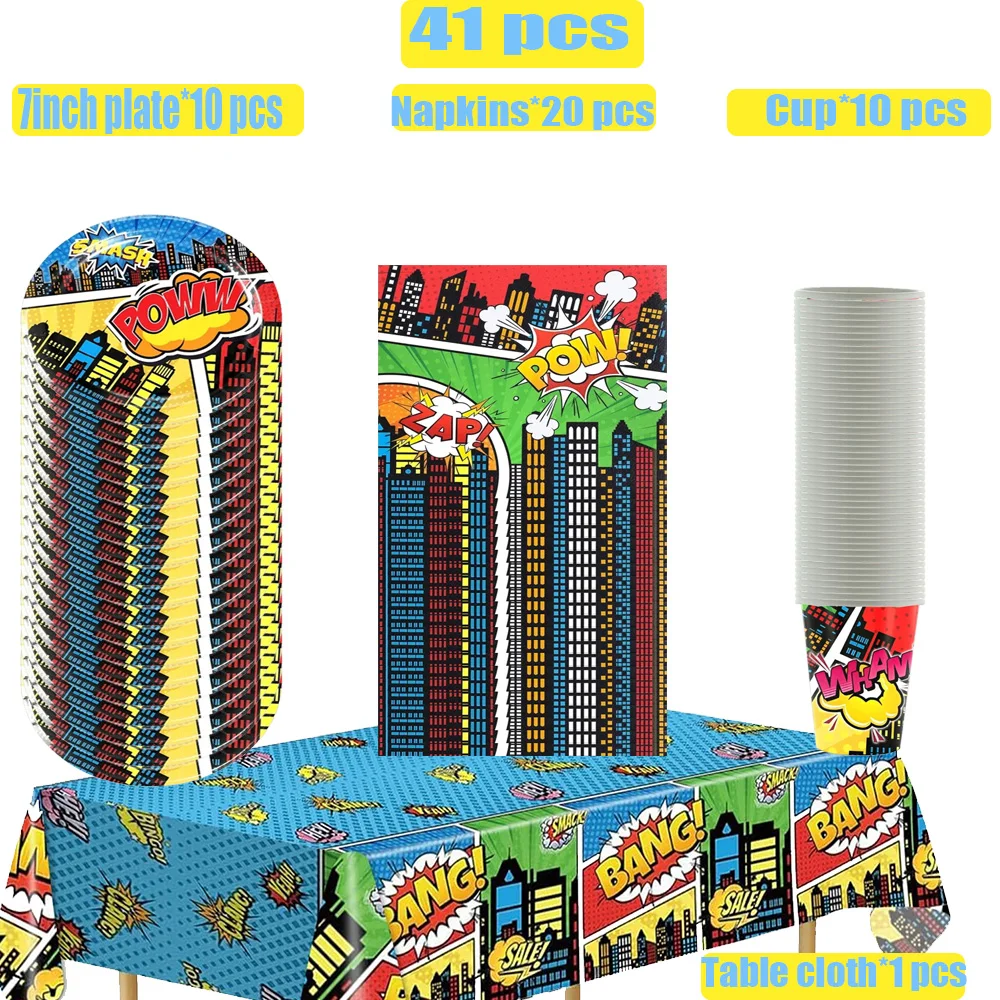 Description Picture 4 of itemSuperhero City Building Birthday Balloons Stickers Decoration Supplies Plates Tissues Decoration & Accessories table baby shower