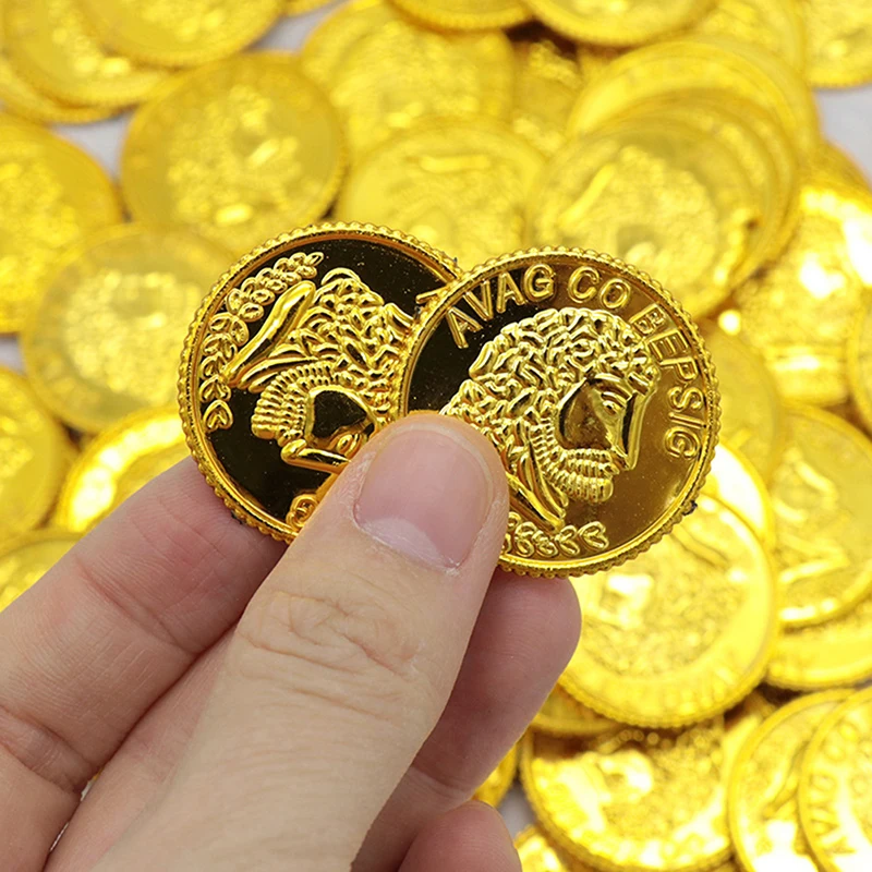 Poker Casino Chips Coin Gold Plating Plastic Spanish Treasure Game Poker Board Game Accessories 100pcs poker chips