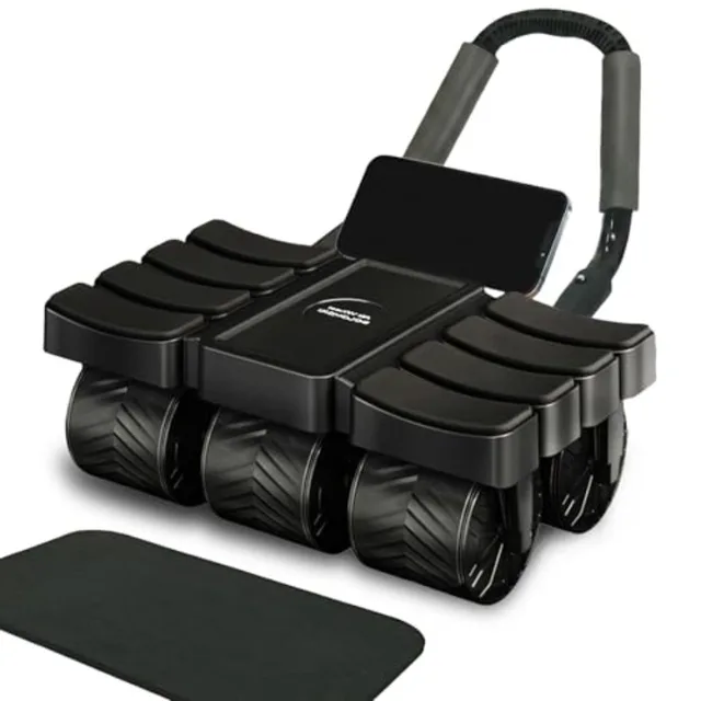 Ab Roller Wheel with Elbow Support, 6-Wheel Auto Rebound Ab Core Machine 6 wheels, 8 Arm Pads, 440lbs Capacity, Auto Rebound, P