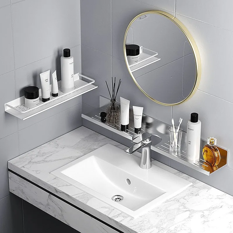 

Bathroom Shelf Shampoo Holder Makeup Organizer Aluminum Alloy Shower Shelf Without Drill Wall Shelf Bathroom Accessories