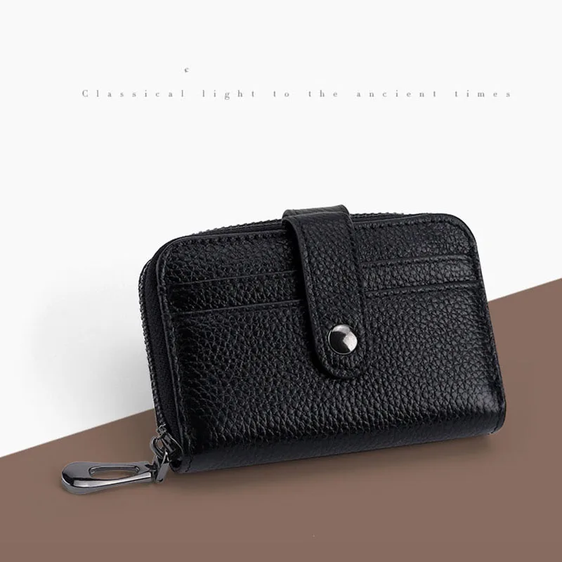 Genuine Leather Card Holder Wallet Clips Men's Money Clip Organ Slot Dolars Ticket Anti Degaussing Holders Long Man Pocket Cards