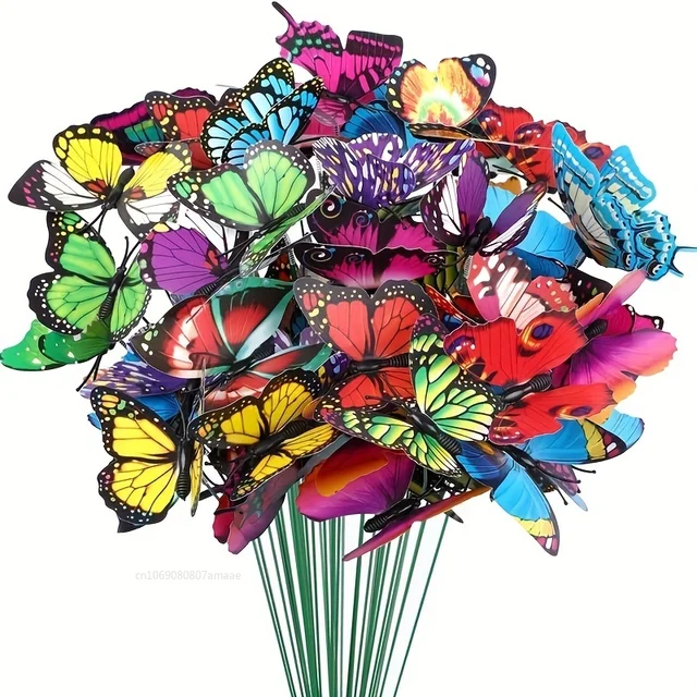 Waterproof Simulation Butterfly Garden Yard Planter Colorful Whimsical Butterfly Stakes Outdoor Flower Pot Home Decoration